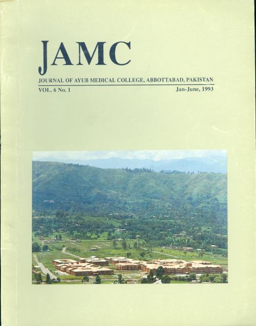 					View Vol. 6 No. 1 (1993): JOURNAL OF AYUB MEDICAL COLLEGE, ABBOTTABAD
				